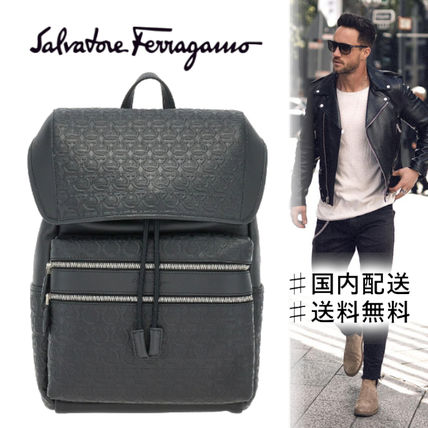 ダブル/ミストブルー Ferragamo ガンチーニ リュック 5733 - 通販