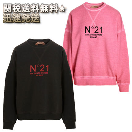 N21 numero ventuno Cropped Crew Neck Short Long Sleeves Plain Cotton Logo Cropped