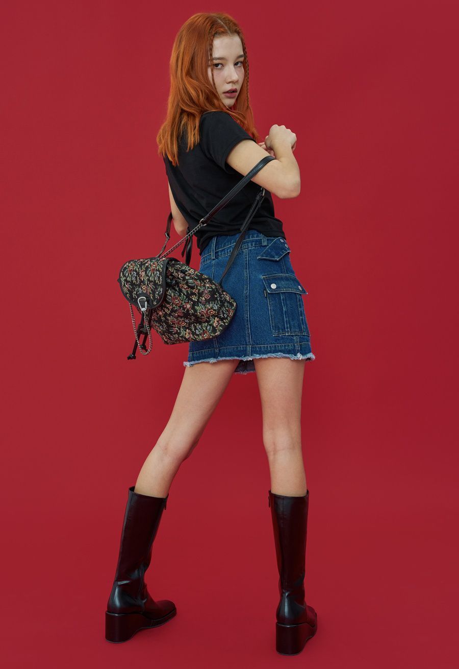 NASTY FANCY CLUB☆人気☆[NF] LOW-RISE CARGO MINI SKIRT 2色