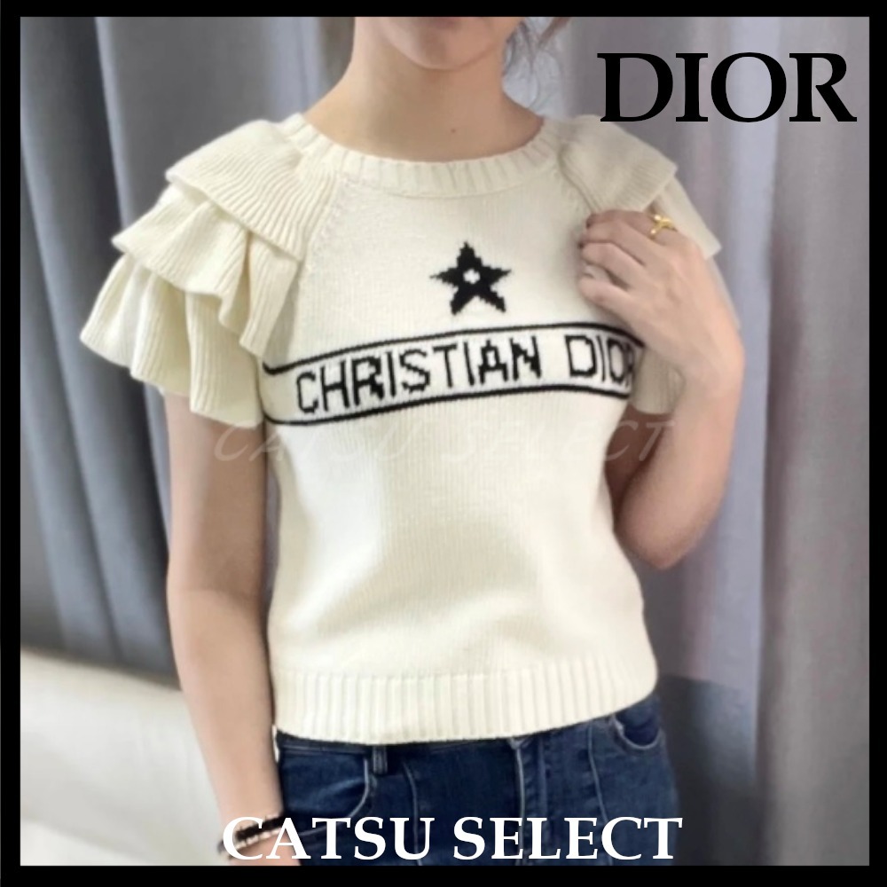 オリジナルデザイン手作り商品 かわいいフリル DIOR ニット