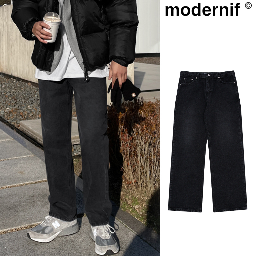 【MODERNIF】Tail Semi-Wide Denim Pants
