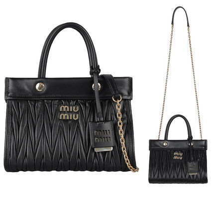 MiuMiu Satchels Casual Style Leather Party Style Office Style Elegant Style