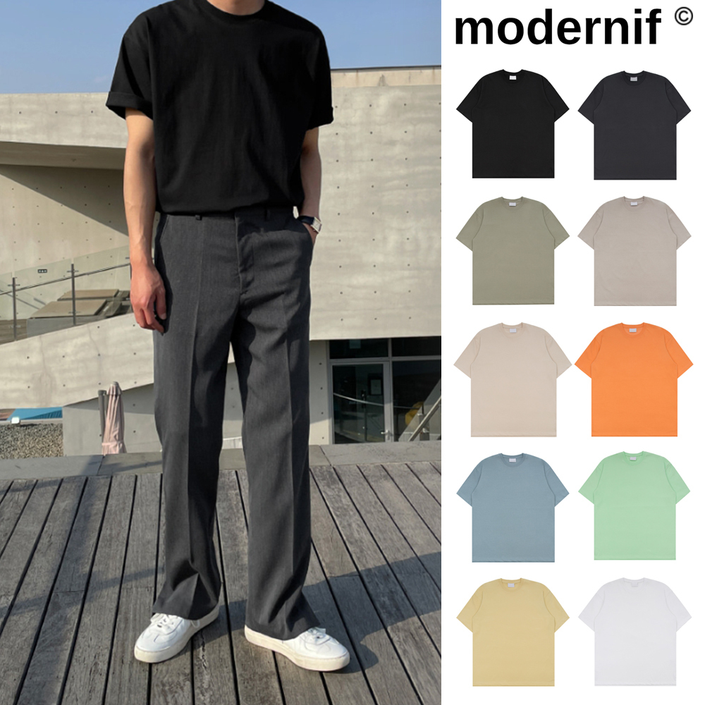 【MODERNIF】High cotton split short sleeve T-shirt