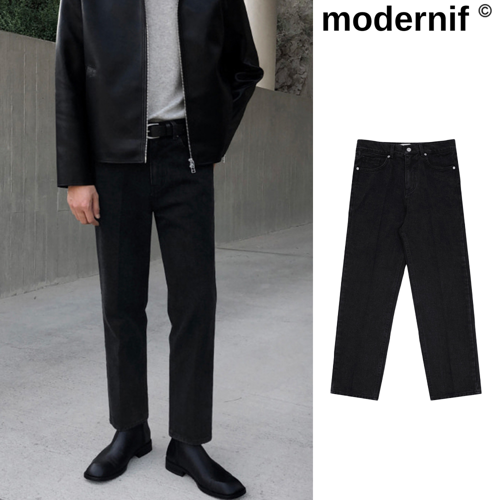【MODERNIF】Rodin Black Blue Denim Pants