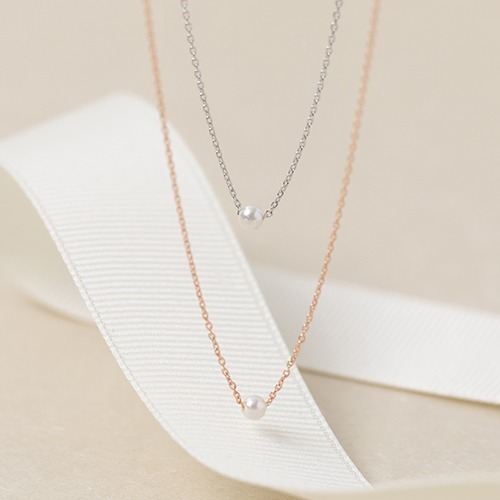 [haesool] 韓国アクセ☆925Silver☆Swarov Pearl Necklace 全3色
