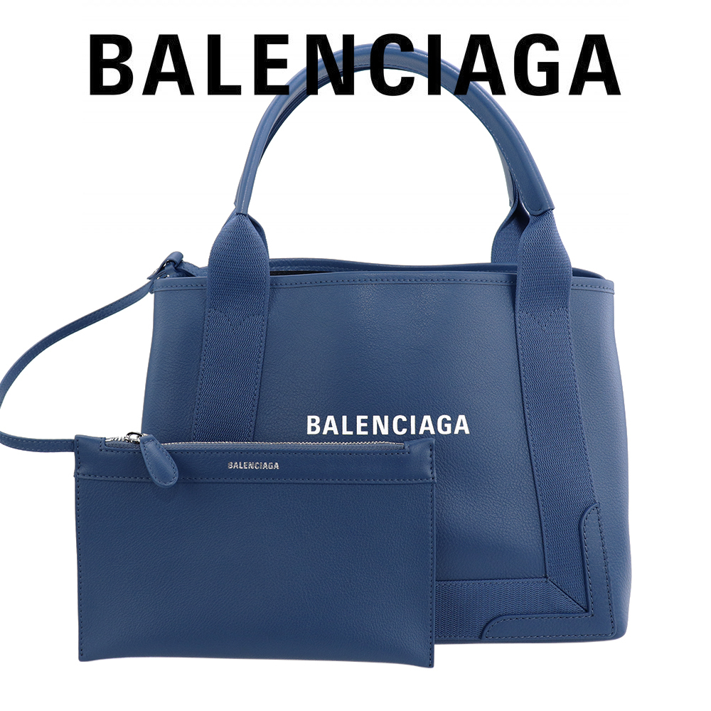 最短翌日着 BALENCIAGA トートバッグ ネイビーカバ NAVY CABAS S