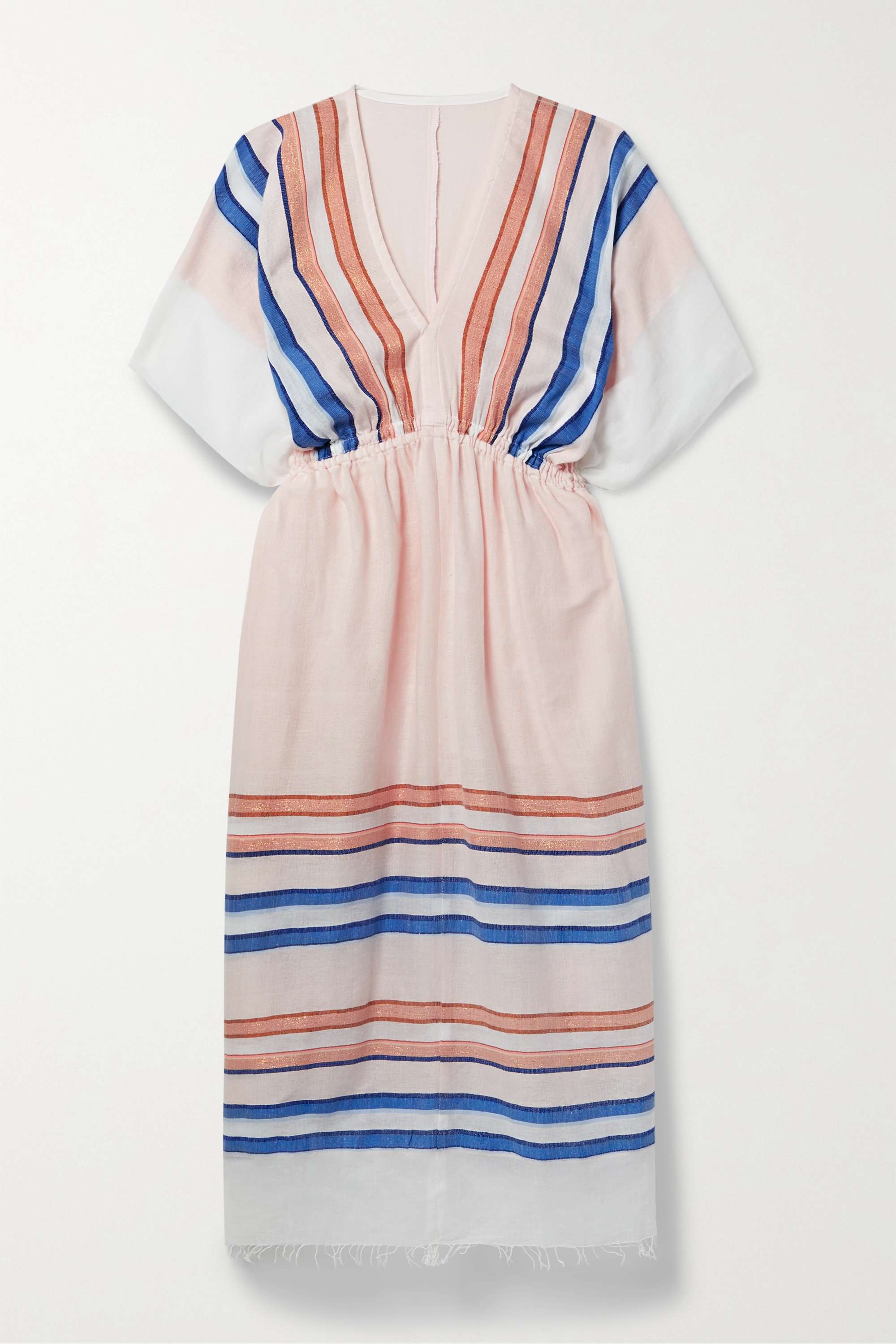 【LEMLEM】frayed ストライプ cotton-blend gauze coverup