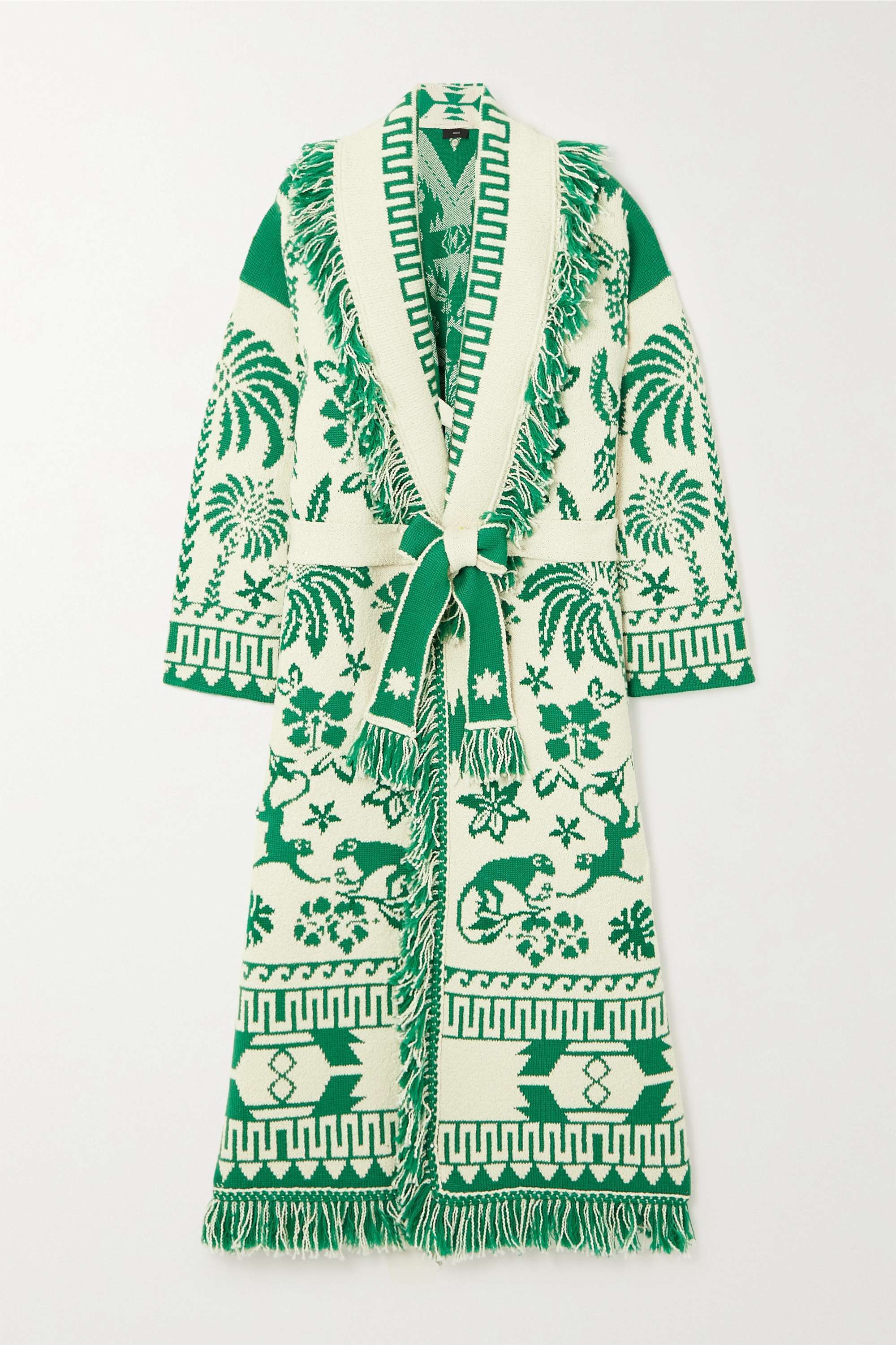 【ALANUI】fringed wool and cotton-blend jacquard コート