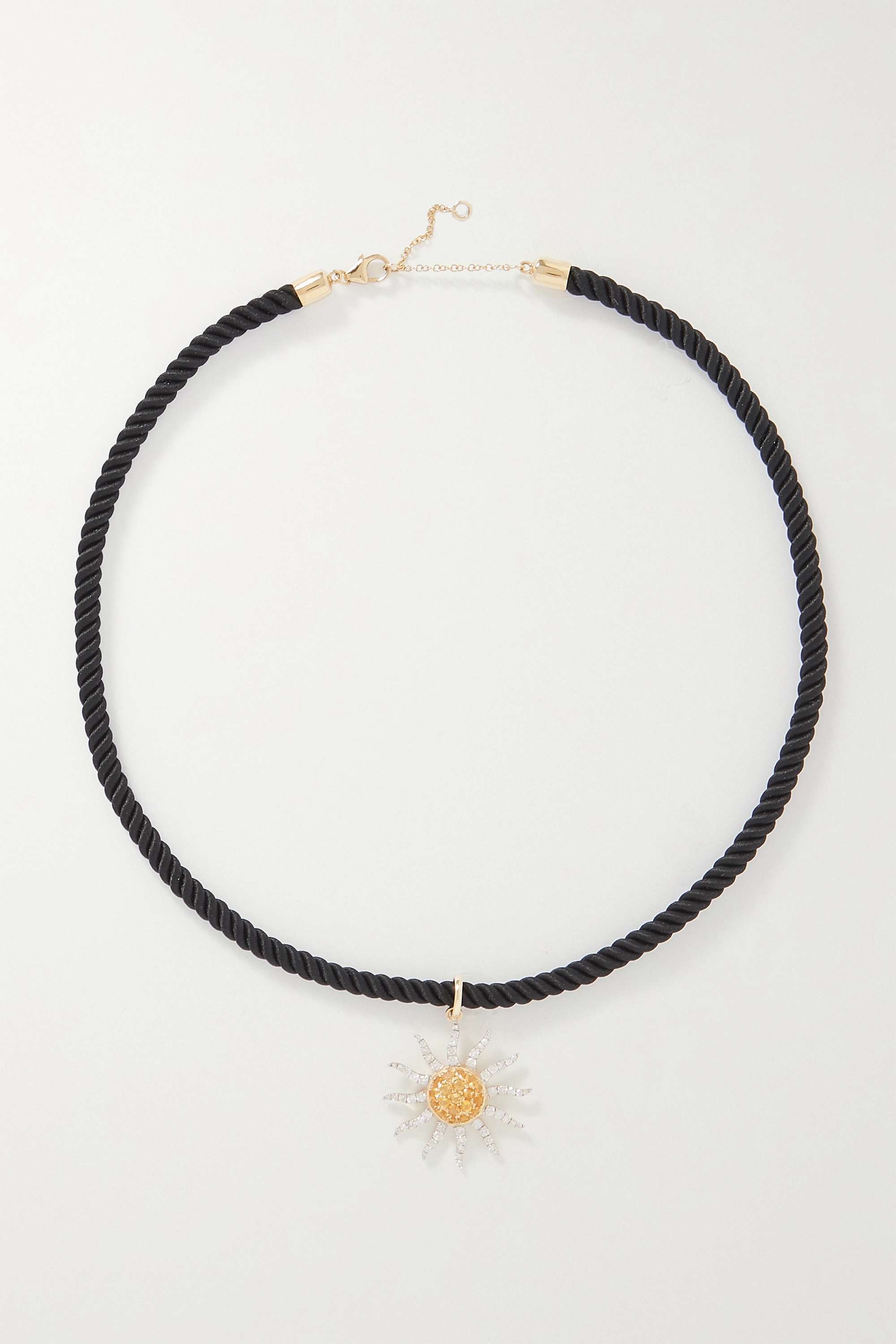 【YVONNE LEON】gold, cord, citrine and diamond ネックレス