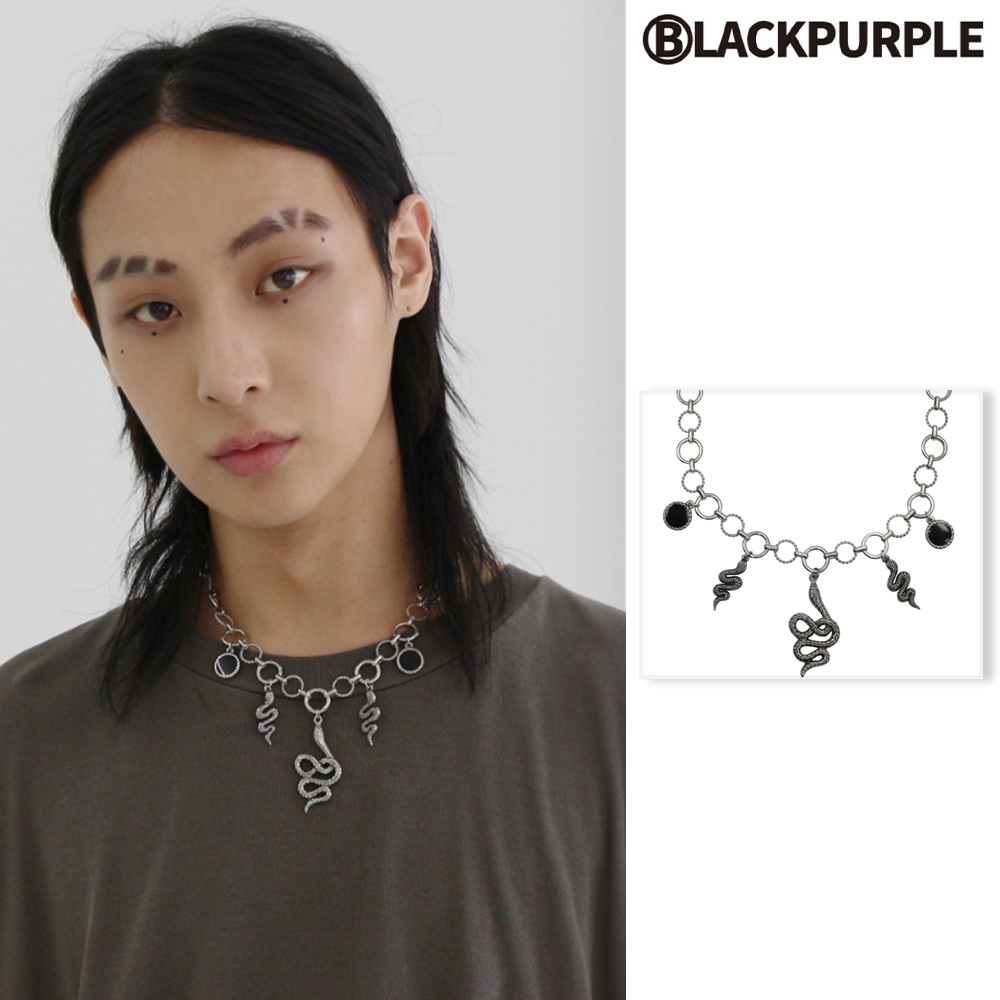 【BLACKPURPLE】5P vintage snake necklace
