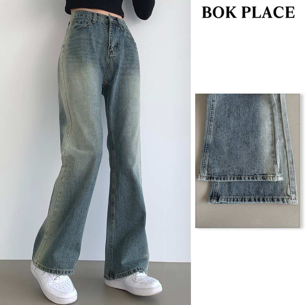 【BOK PLACE】vintage washing semi boot cut denim pt XL Size