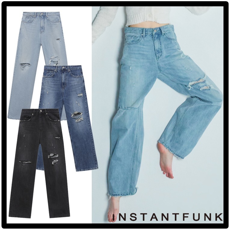 ☆送料・関税込☆INSTANTFUNK★Destroyed straight leg-jeans★