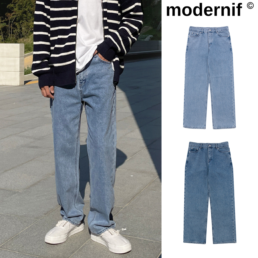 【MODERNIF】Plan Semi Wide Denim Pants