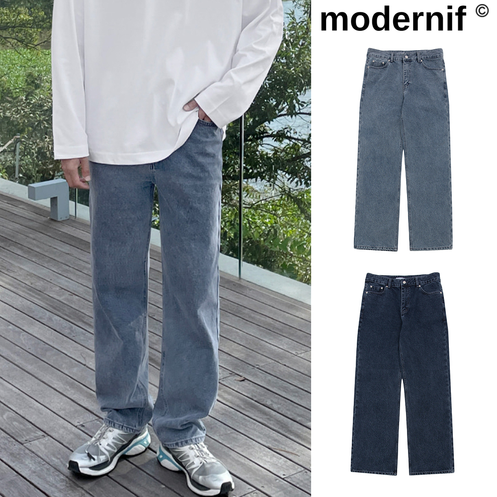 【MODERNIF】Formal grayish denim pants