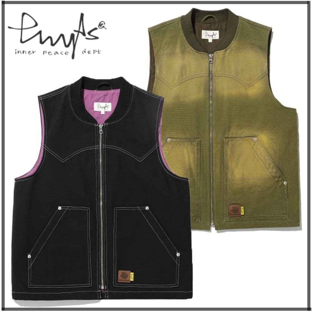 【PHYPS】 LEATHER LABEL WORK VEST ■海外限定 ■韓国