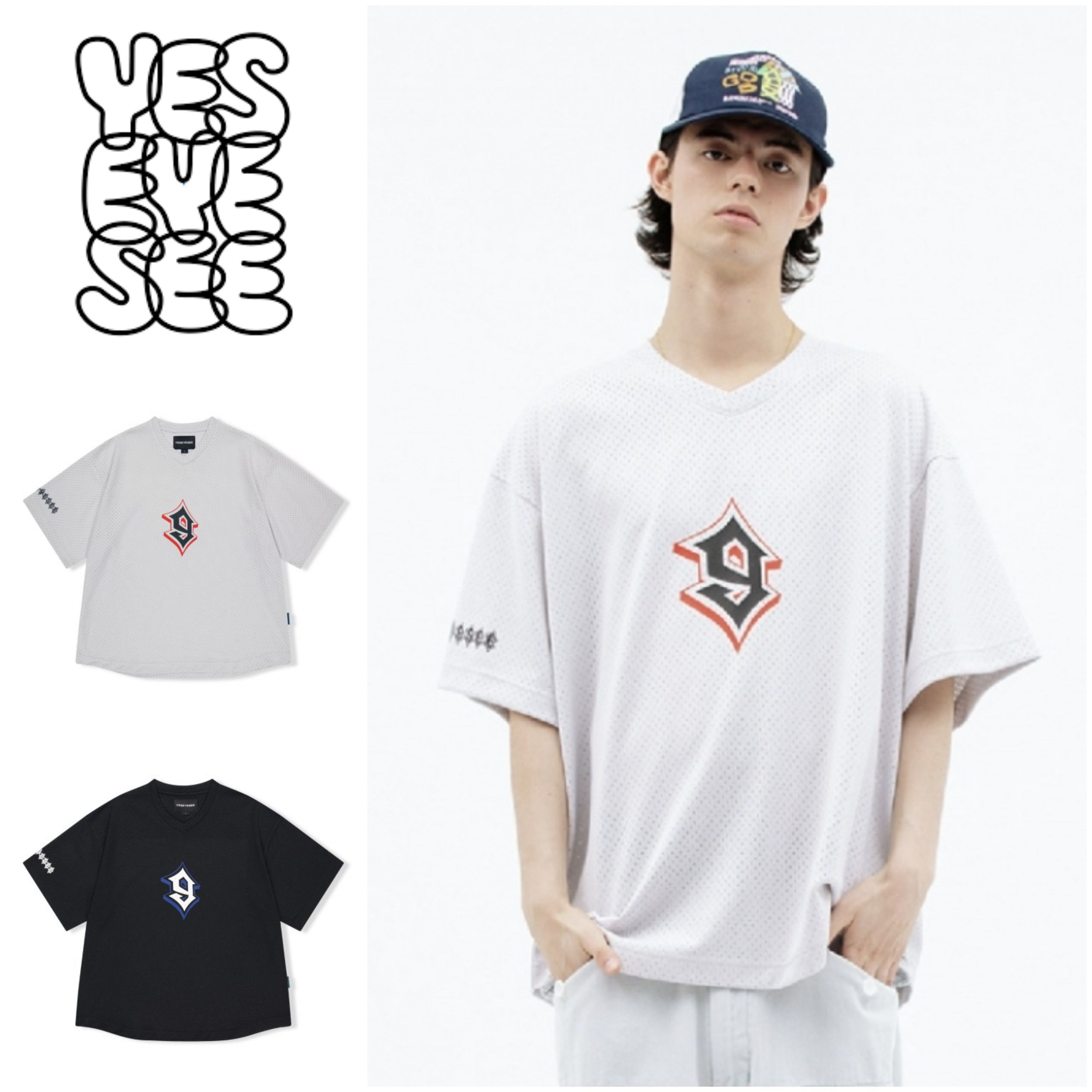 さらに100円引き◆YESEYESEE◆Y.E.S Mesh Football Tee