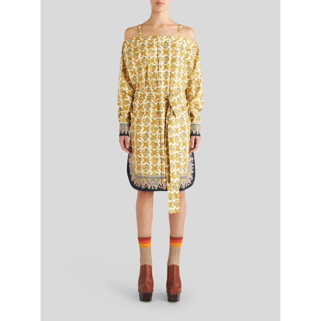 【ETRO】ペイズリープリント ミニドレス ETRO アップル ペイズリー ポプリン ミニドレス ホワイト