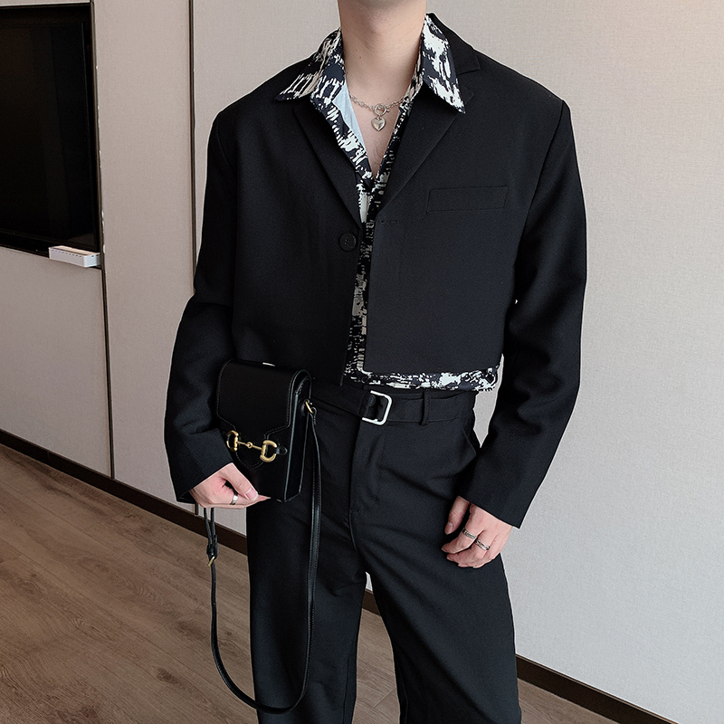 ジャケット テーラード ショート丈 ユニセックス 全2色 韓国 ~XL ジャケット テーラード ショート丈 ユニセックス 全2色 韓国 ~XL