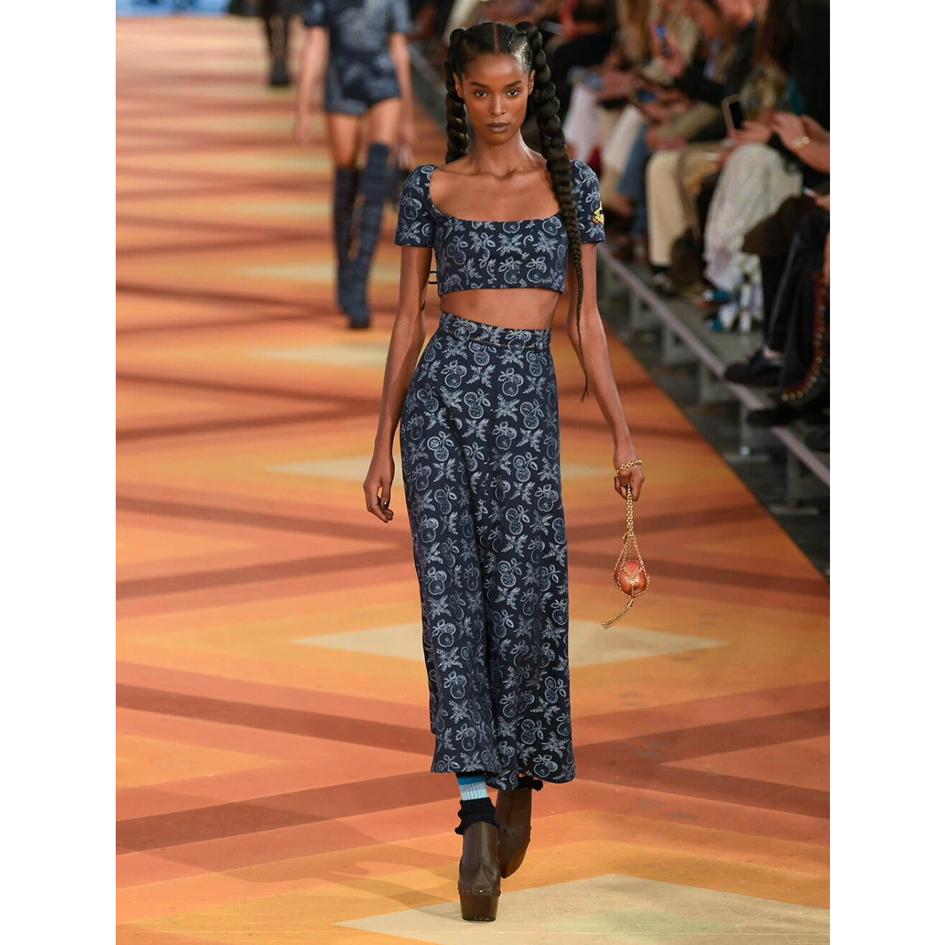 ETRO アップル ジャカード デニムミディスカート ネイビー (ETRO