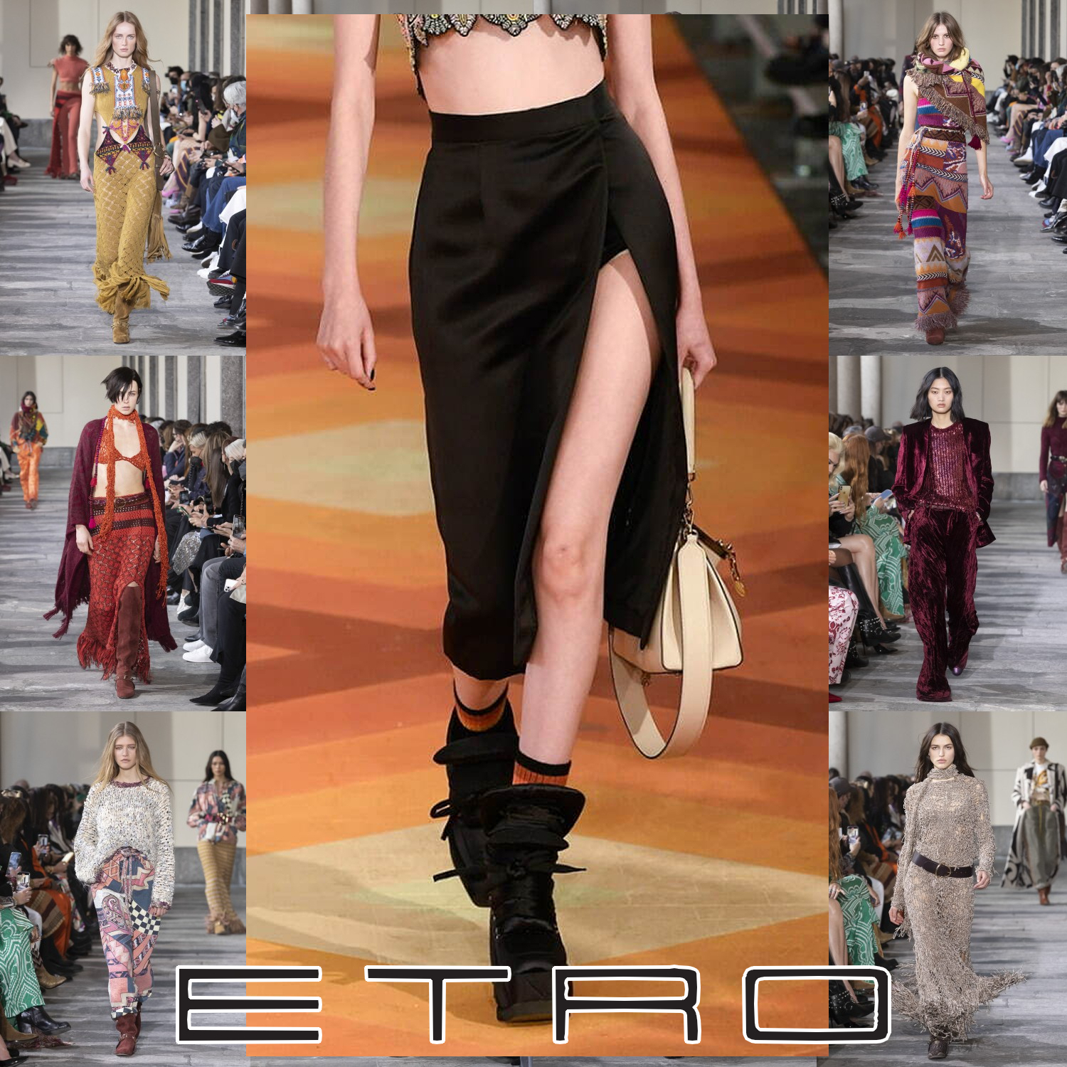 ETRO スリット ペンシルスカート ブラック