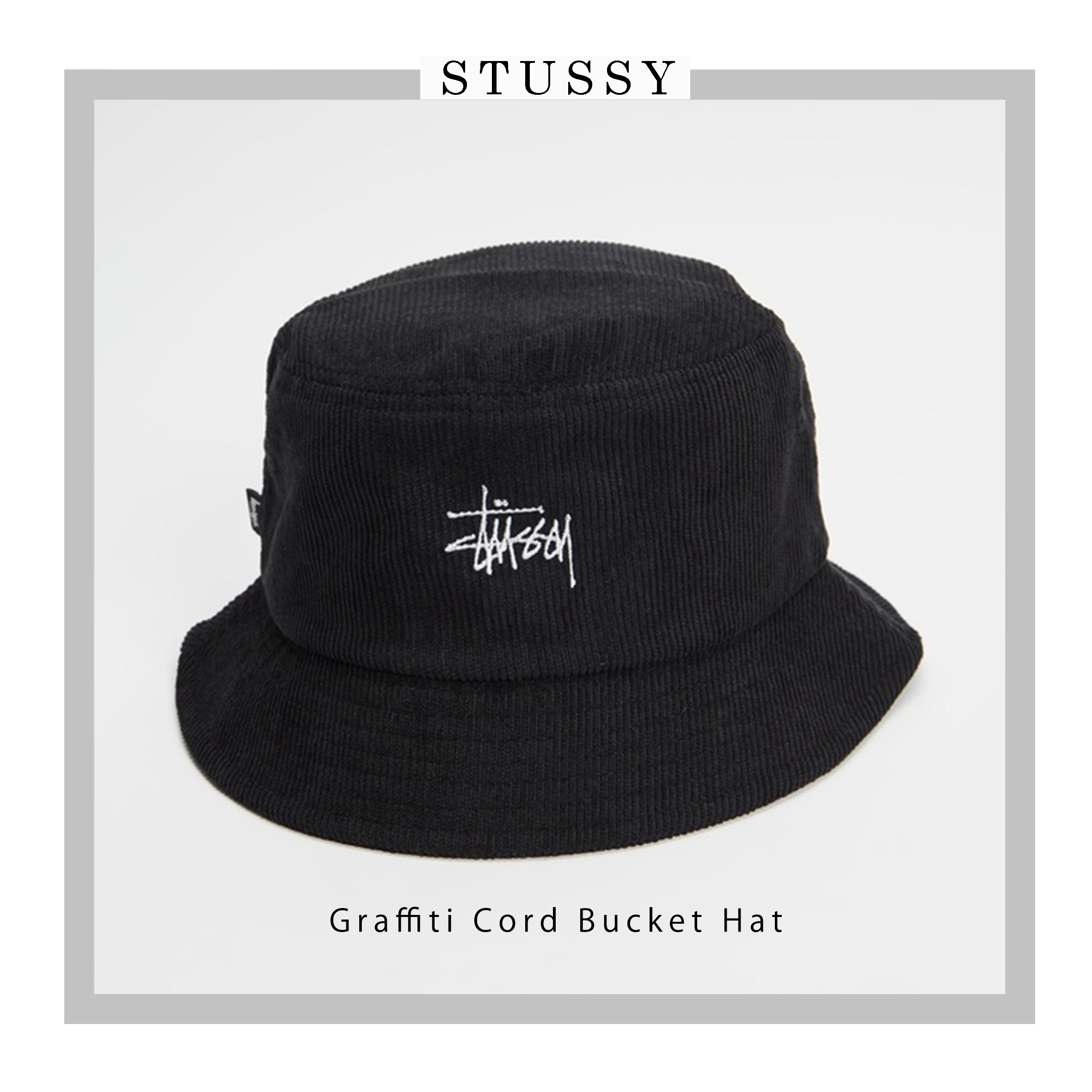 国内発送【STUSSY】Graffiti Cord Bucket Hat -Black-