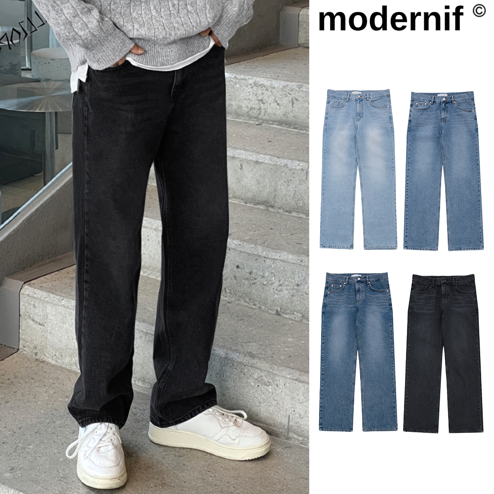 【MODERNIF】Rover Semi-Wide Denim Pants