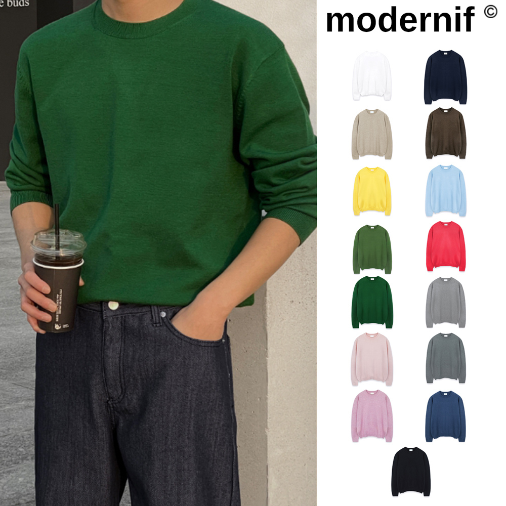 【MODERNIF】Soft Basic Round Knit