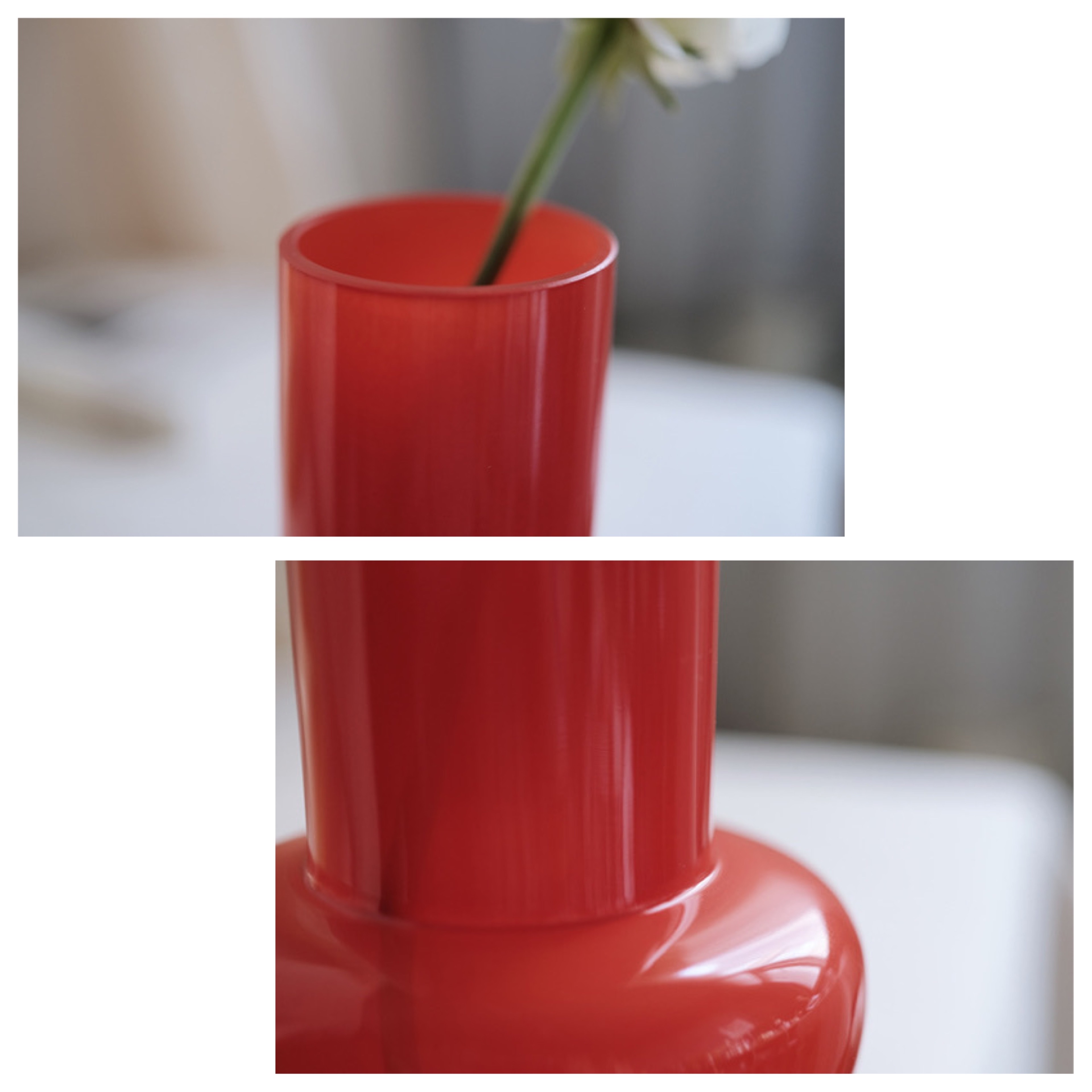 【年中無休】 カラー レッド ガラス (花瓶 韓国 花瓶 】全2色 フラワーベース 加湿器