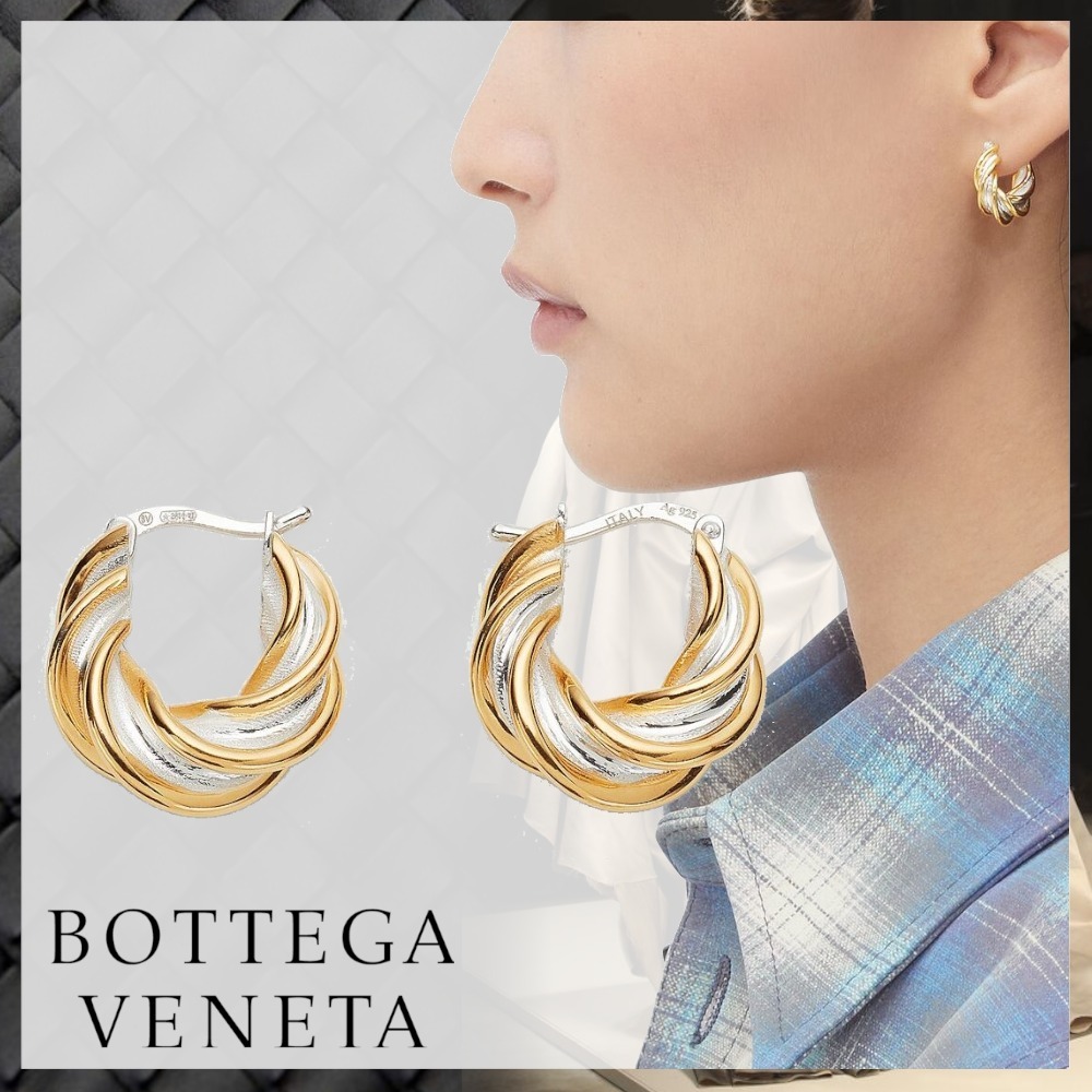 BOTTEGA VENETA PILLAR ピラー シルバー フープピアス 18K