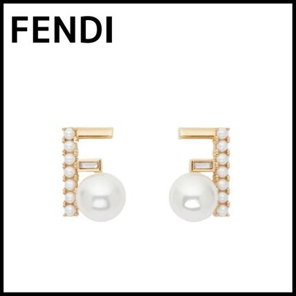 FENDI】フェンディファースト クリスタルビジューパールピアス (FENDI