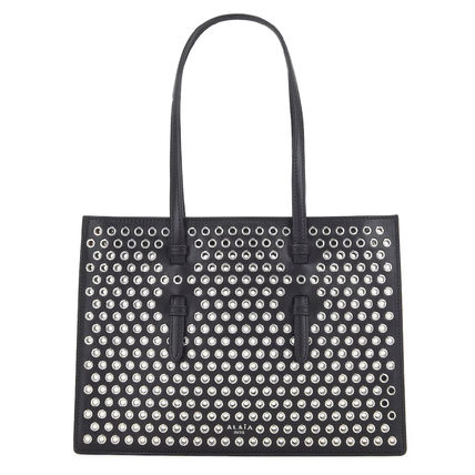 Azzedine Alaia Dots Casual Style Suede Blended Fabrics Studded Leather