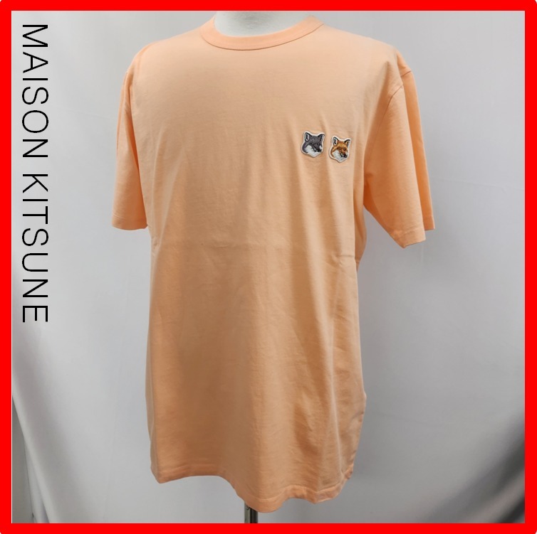 【MAISON KITSUNE】★Double Fox Head Classic TShirt Peac.h