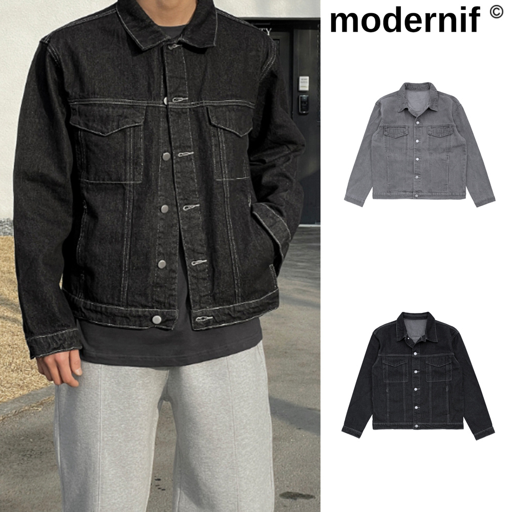 【MODERNIF】Plan simple denim jacket