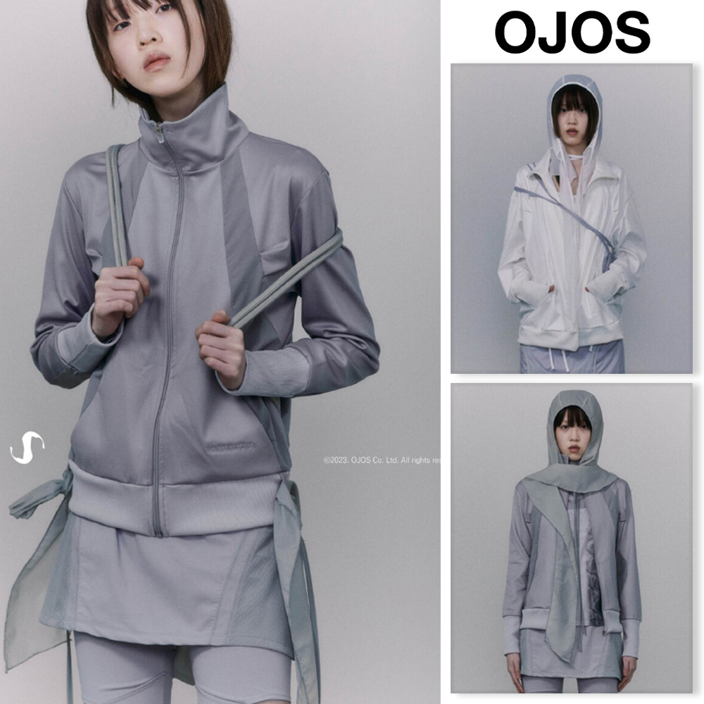 【OJOS】23SS★ Ruffled Jersey Zip-up