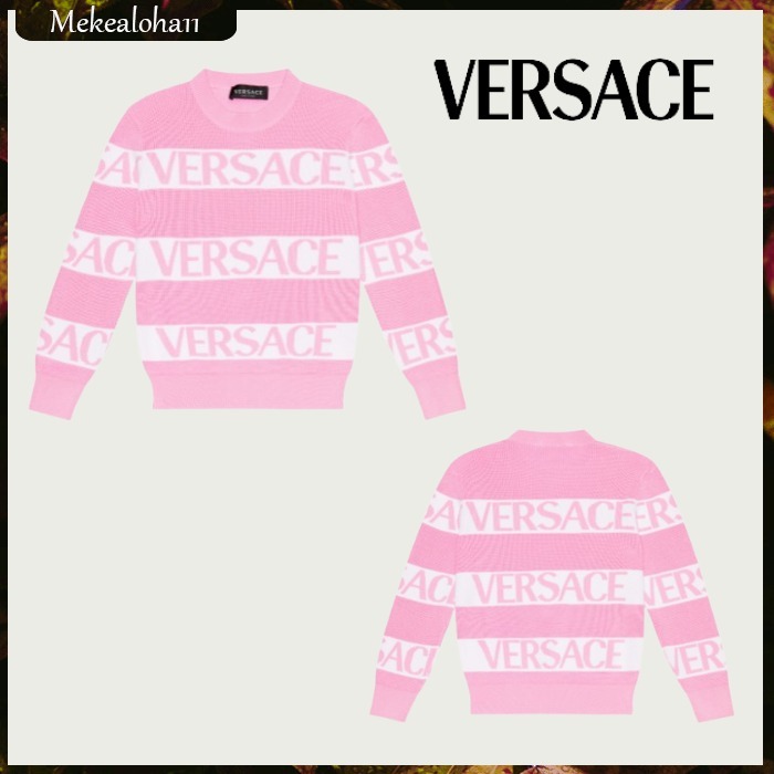 VERSACE☆キッズ ロゴジャカードコットンセーター ピンク