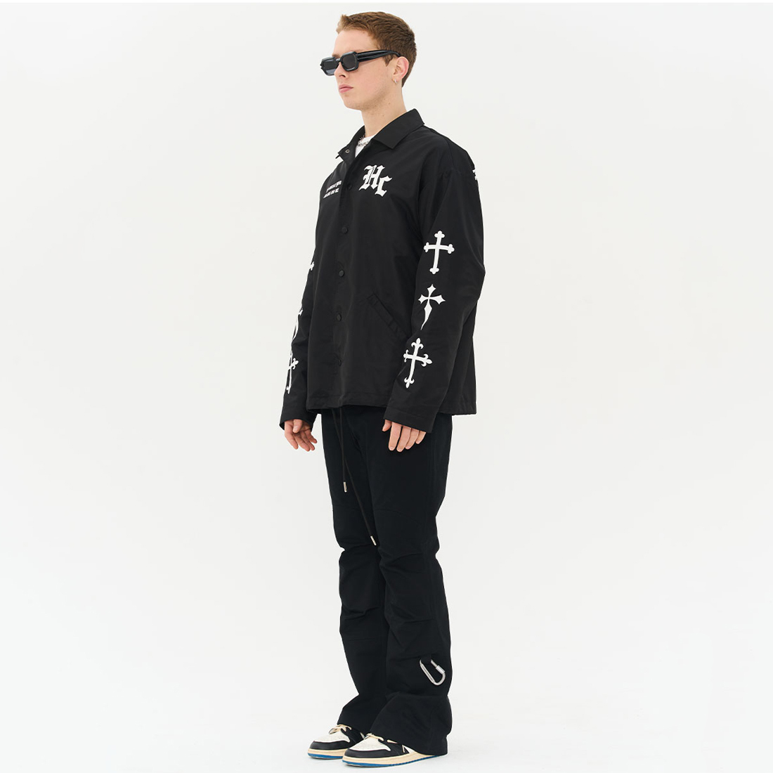 HARSH AND CRUEL ジャケット メンズ ゴシックロゴ 人気 ブラック HARSH AND CRUEL ジャケット メンズ ゴシックロゴ 人気 ブラック