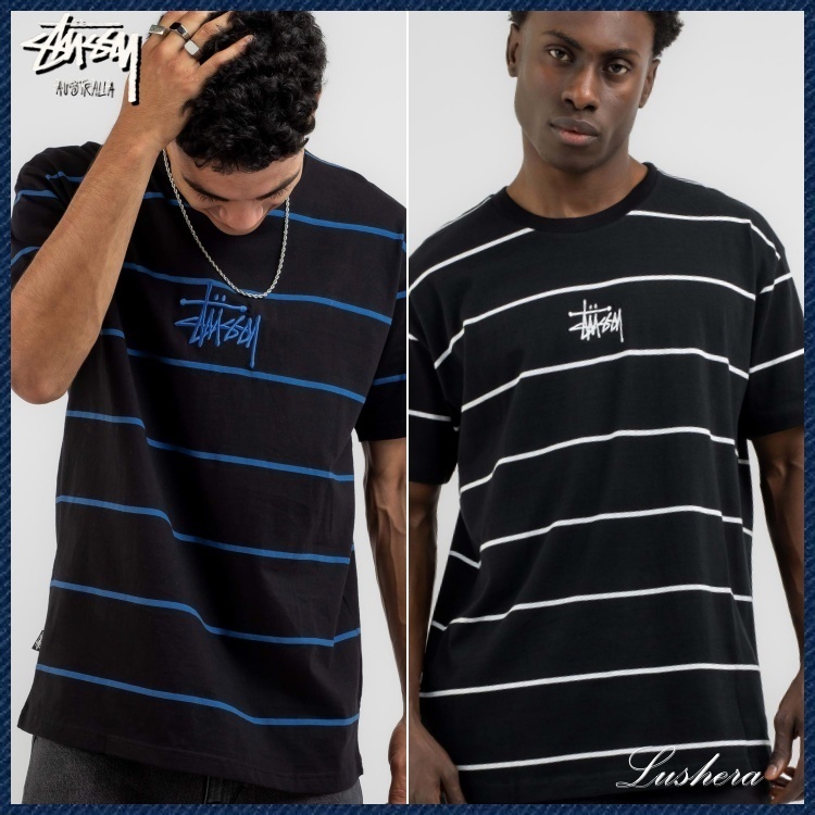 STUSSY ステューシー Hand Drawn Stripe Tee 半袖 ロゴ Tシャツ