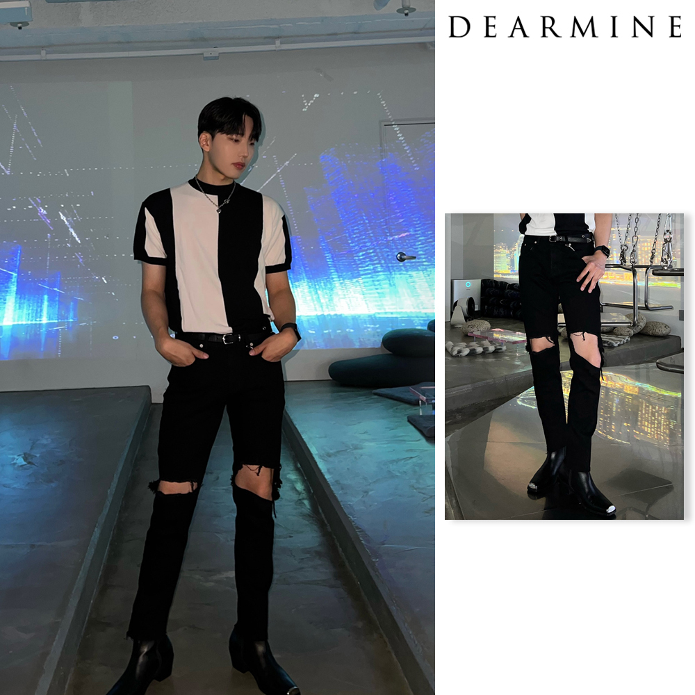 【DEARMINE】Dear Knee Cutting Jean