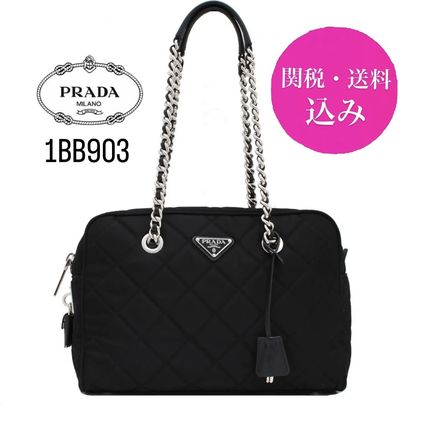 PRADA Shoulder Bags Plain Logo Shoulder Bags