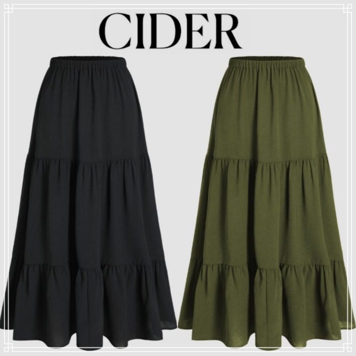 【Cider】フリル ヘム ミディ スカート 2色