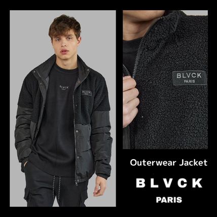 BLVCK PARIS Down Jackets Unisex Street Style Plain Shearling Logo Down Jackets