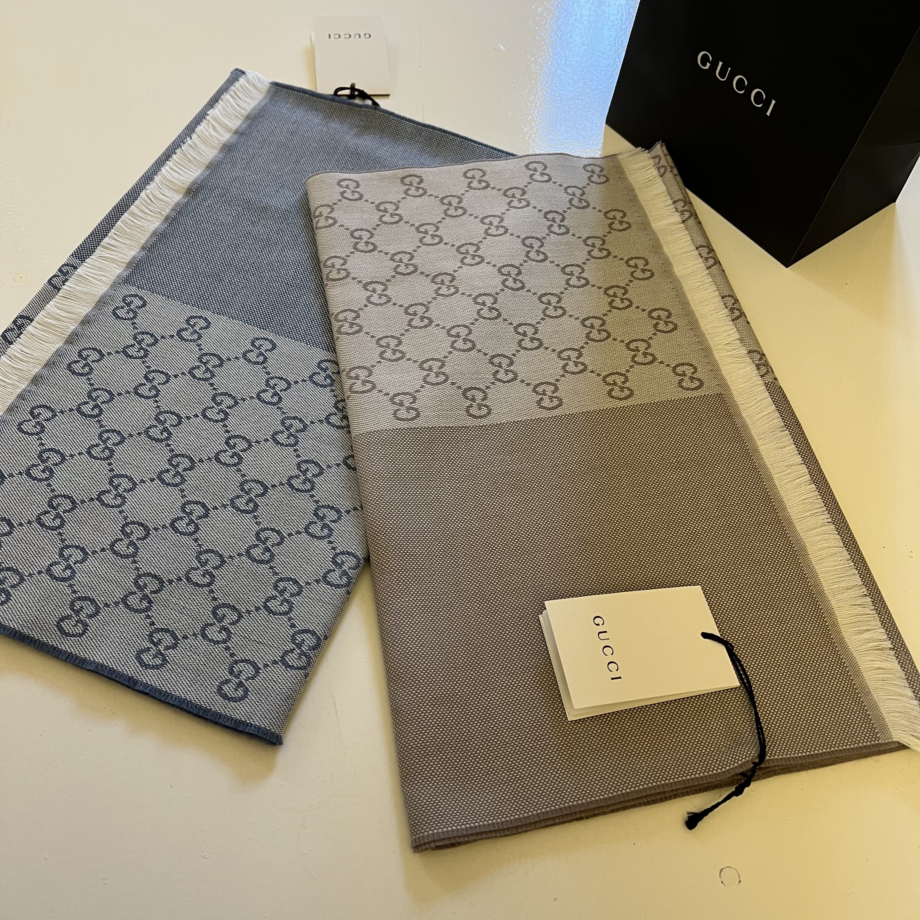 入手困難◆GUCCI 大判ウール マフラー スト−ル GG柄 春夏大活躍