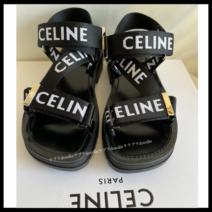 すぐ届く！CELINE レオ ストラッピーサンダル テキスタイル