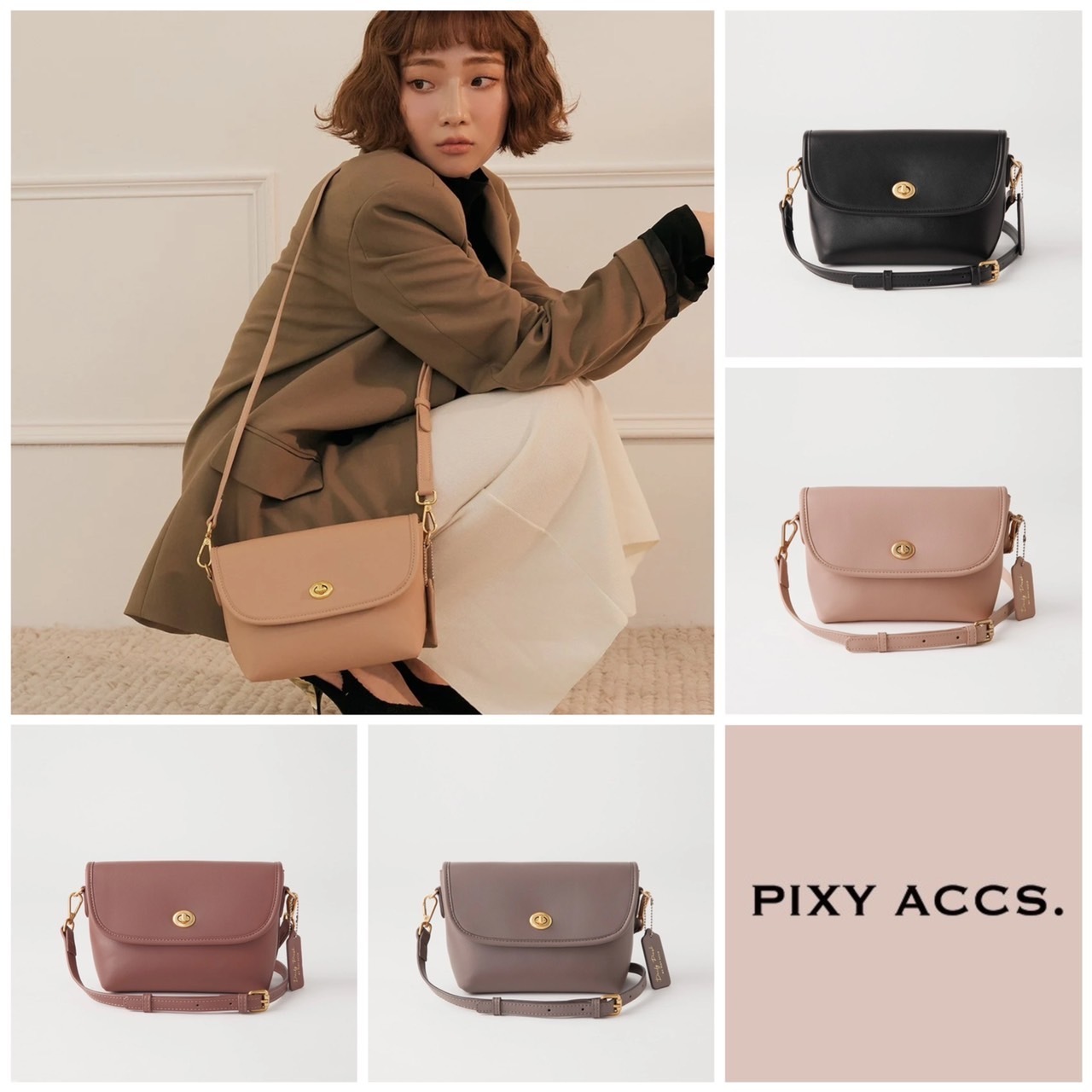 追跡有★PIXYACCS シンプル mini ショルダーバッグ ポシェット