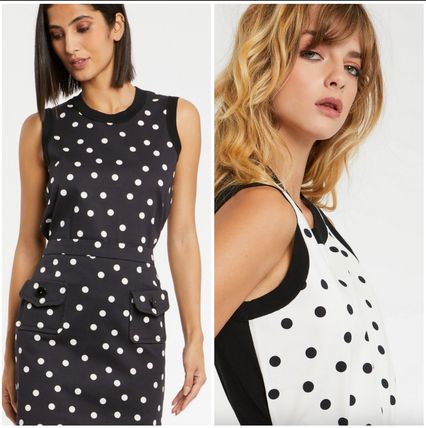 Paule Ka Tanks & Camisoles Dots Sleeveless Plain Cotton Medium Tanks & Camisoles