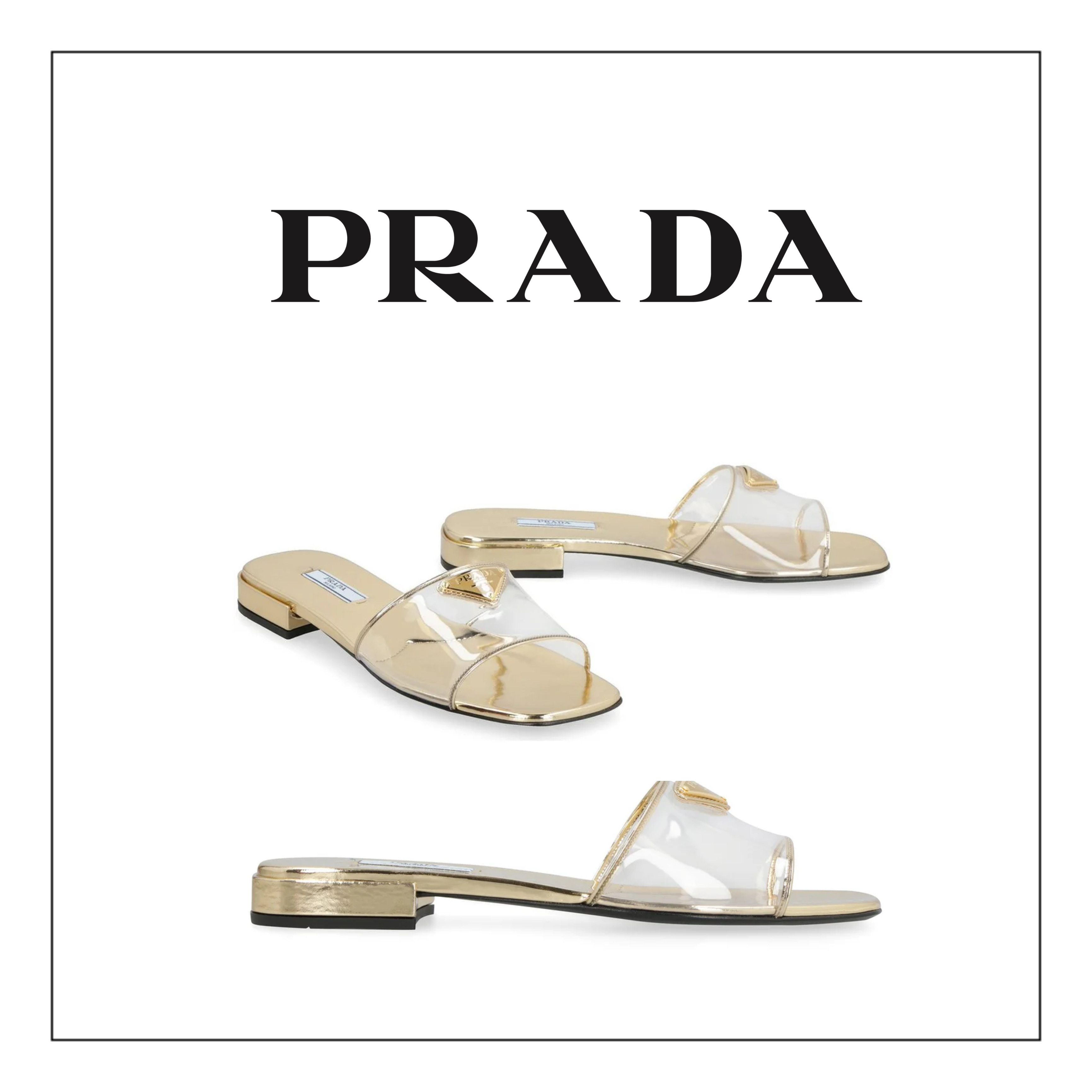 PRADA プラダ ロゴ トングサンダル シルバー 36.5 年末の