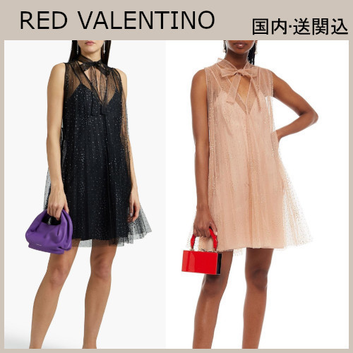 RED VALENTINO リボンタイ チュールワンピース パーティドレス