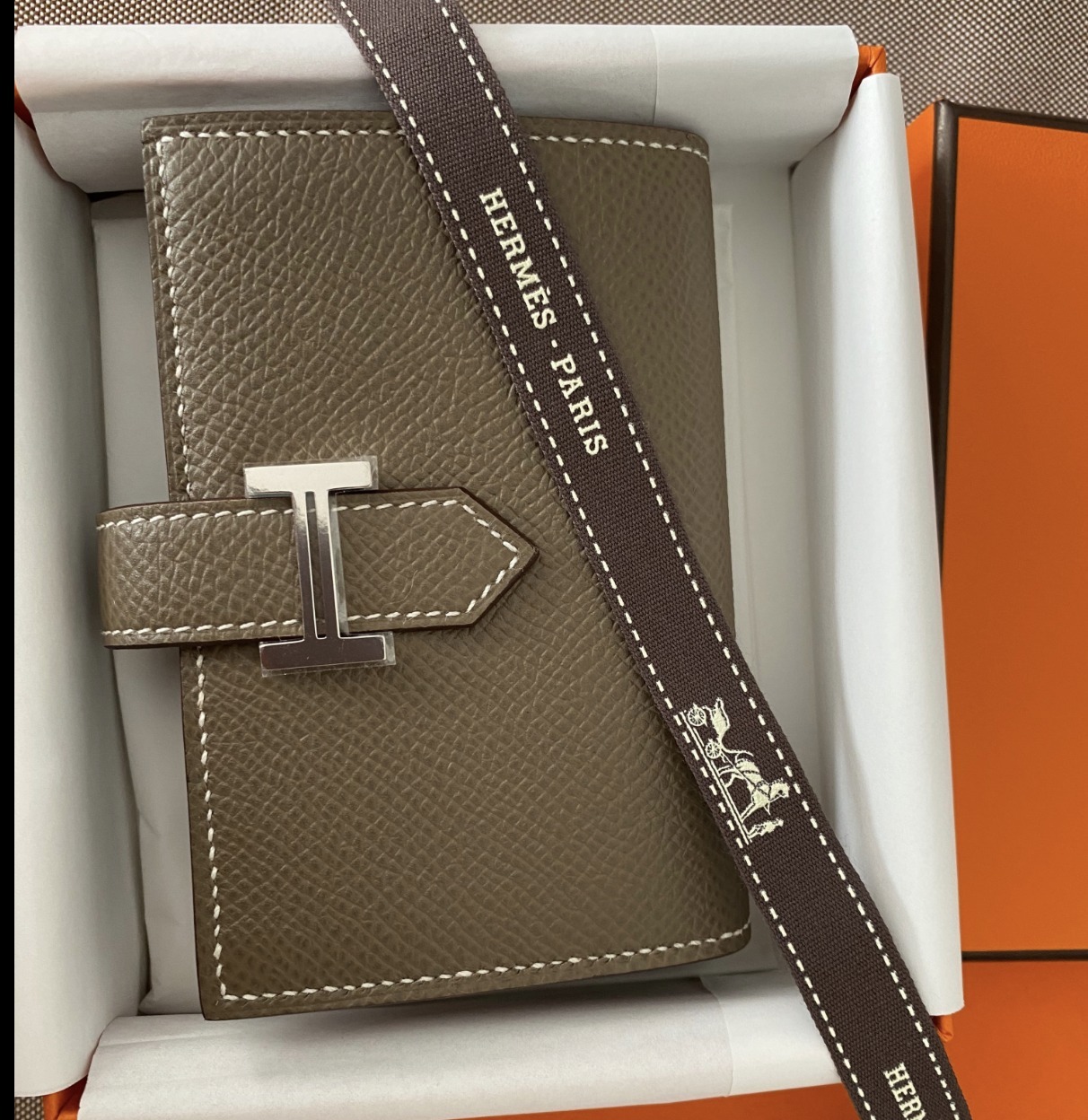 国内発送＊ベアン ミニ Bearn mini wallet(Etoupe×silver)epsom
