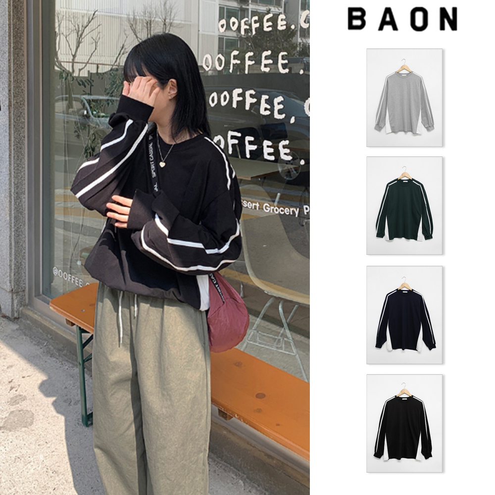 【BAON】[unisex] Londijou Line Coloring Long Sleeve Tee