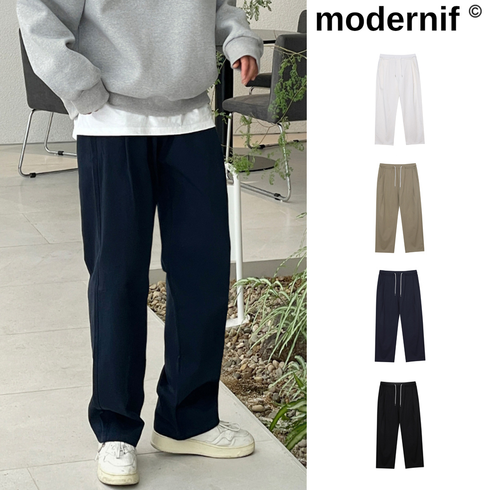 【MODERNIF】Tore wide one-tuck banding pants